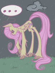 Size: 1620x2160 | Tagged: safe, artist:coffeefueledchainsaw, derpibooru import, fluttershy, pegasus, pony, g4, ..., female, mare, rain, solo, unshorn fetlocks