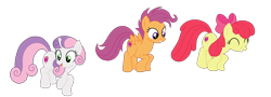 Size: 6000x2154 | Tagged: safe, artist:gmaplay, derpibooru import, apple bloom, scootaloo, sweetie belle, earth pony, pegasus, pony, unicorn, g4, growing up is hard to do, adorabloom, apple bloom's bow, bow, cute, cutealoo, cutie mark crusaders, diasweetes, female, hair bow, mare, older, older apple bloom, older cmc, older scootaloo, older sweetie belle, simple background, transparent background