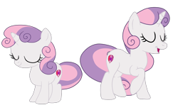 Size: 2462x1523 | Tagged: safe, artist:gmaplay, derpibooru import, sweetie belle, pony, unicorn, g4, growing up is hard to do, cute, diasweetes, duality, older, older sweetie belle, simple background, solo, transparent background