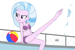 Size: 4372x2924 | Tagged: safe, artist:lhenao, derpibooru import, silverstream, human, equestria girls, g4, barefoot, belly, belly button, bikini, clothes, equestria girls-ified, feet, simple background, solo, swimsuit, transparent background, wet