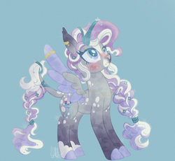 Size: 2064x1900 | Tagged: safe, artist:pegasus004, derpibooru import, oc, oc only, crystal pony, pegasus, braid, braided tail, colored hooves, flower, flower in hair, solo, tail