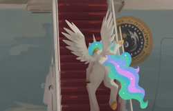 Size: 2190x1410 | Tagged: safe, artist:marsminer, derpibooru import, princess celestia, alicorn, pony, air force one, butt, dock, female, horn, joe biden, mare, meme, plot, redraw, solo, tail, tripped, wings