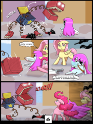 Size: 6000x8000 | Tagged: safe, artist:chedx, derpibooru import, fluttershy, pinkie pie, earth pony, pegasus, comic:learning with pibby glitch battles, boxy boo, comic, commission, community related, corrupted, crossover, error, glitch, multiverse, pibby