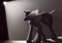 Size: 1280x888 | Tagged: safe, artist:unten, derpibooru import, oc, oc only, pegasus, pony, butt, plot, solo, spotlight, unshorn fetlocks