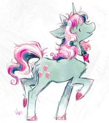 Size: 823x925 | Tagged: safe, artist:lutraviolet, derpibooru import, fizzy, pony, unicorn, g1, bowtie, female, mare, solo