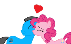 Size: 1350x831 | Tagged: safe, artist:diegobrother, derpibooru import, pinkie pie, oc, oc:william, 1000 hours in ms paint, canon x oc, female, kiss on the cheek, kissing, male, shipping, simple background, transparent background