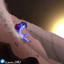 Size: 2548x2548 | Tagged: safe, artist:juniverse, derpibooru import, oc, oc only, oc:juniverse, earth pony, pony, colored, cute, happy, planet, ravine, solo, space, space pony, sun