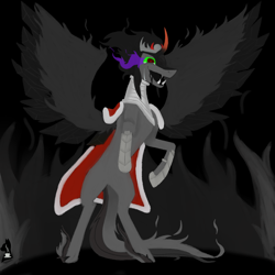 Size: 2600x2600 | Tagged: safe, artist:spectrum205, derpibooru import, king sombra, pony of shadows, alicorn, pony, armor, cloak, clothes, crying, fusion, male, solo, stallion