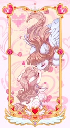 Size: 1172x2138 | Tagged: safe, artist:qamar, derpibooru import, oc, oc only, pegasus, pony, unicorn, blushing, commission, duo, female, flower, flying, heart, kissing, lesbian, letter, mare, oc x oc, shipping