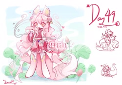 Size: 2048x1423 | Tagged: safe, artist:qamar, derpibooru import, oc, oc only, earth pony, pony, semi-anthro, arm hooves, chinese dress, clothes, dress, ear fluff, ears, female, flower, hair accessory, mare, plant, socks, solo