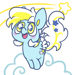 Size: 600x600 | Tagged: safe, artist:askloveletters, artist:hamigaki-momo, derpibooru import, oc, pegasus, pony, chibi, female, mare, open mouth, open smile, smiling, solo, starry eyes, wingding eyes