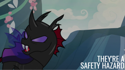 Size: 2000x1125 | Tagged: safe, derpibooru import, edit, edited screencap, editor:quoterific, screencap, pharynx, to change a changeling, solo