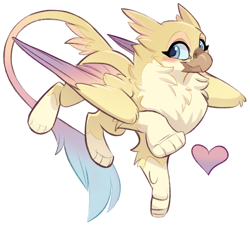 Size: 1697x1532 | Tagged: safe, artist:kez, derpibooru import, oc, oc only, oc:gladiolus, griffon, blushing, chest fluff, heart, simple background, solo, transparent background