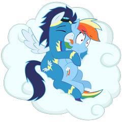 Size: 2474x2387 | Tagged: safe, artist:acstlu, rainbow dash, soarin', pegasus, pony, female, male, mare, simple background, soarindash, stallion, transparent background, wonderbolts uniform