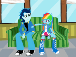 Size: 1024x768 | Tagged: safe, artist:soarindash, rainbow dash, soarin', human, equestria girls, female, male, soarindash