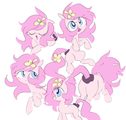 Size: 5066x4798 | Tagged: safe, artist:parfait, derpibooru import, oc, oc only, oc:kayla, earth pony, pony, female, filly, flower, flower in hair, foal, scrunchie, simple background, solo, white background