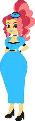 Size: 207x714 | Tagged: safe, artist:sturk-fontaine, derpibooru import, oc, oc only, oc:scarlet dawn, human, fanfic:her way with words, equestria girls, base used, beret, big breasts, blue lipstick, breasts, child bearing hips, cleavage, clothes, dress, female, hat, latex, latex dress, lipstick, milf, ponytail, simple background, white background, wide hips