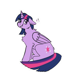 Size: 694x694 | Tagged: safe, artist:djdoublej, derpibooru import, twilight sparkle, twilight sparkle (alicorn), alicorn, pony, g4, chest fluff, cute, female, simple background, sitting, solo, transparent background