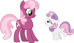 Size: 5071x3000 | Tagged: safe, artist:cloudy glow, derpibooru import, cheerilee, sweetie belle, earth pony, pony, unicorn, g4, hearts and hooves day (episode), .ai available, duo, duo female, female, filly, foal, mare, simple background, transparent background, vector