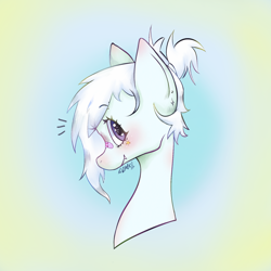 Size: 1752x1752 | Tagged: safe, artist:sizack, derpibooru import, oc, oc only, earth pony, pony, bandaid, bandaid on nose, bust, colored, digital art, ear piercing, earring, female, jewelry, makeup, piercing, profile, signature, solo, stars