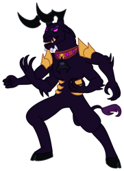 Size: 2433x3353 | Tagged: safe, artist:mlgtrap, derpibooru import, grogar, anthro, g4, bell, bell collar, collar, four arms, gold, grogar's bell, lego, lego ninjago, overlord, purple eyes, shoulder pads, simple background, solo, transparent background