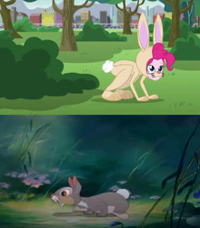 Size: 828x943 | Tagged: safe, artist:disneyponyfan, derpibooru import, pinkie pie, rabbit, equestria girls, friendship games, g4, pinkie spy (short), animal, animal costume, bambi, bunny costume, clothes, costume, disney, female, male, thumper