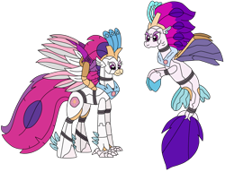 Size: 2742x2110 | Tagged: safe, artist:supahdonarudo, derpibooru import, queen novo, classical hippogriff, hippogriff, robot, seapony (g4), g4, my little pony: the movie, duality, female, gynoid, roboticization, simple background, transparent background