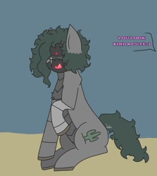 Size: 1440x1616 | Tagged: safe, artist:thomas.senko, derpibooru import, oc, oc only, earth pony, pony, robot, robot pony, bewitched, cactus, confused, cowboy, cutie mark, desert, frightened, green hair, male, ponified, scared, sitting, species swap