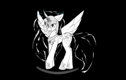 Size: 1890x1200 | Tagged: artist needed, safe, derpibooru import, nightmare moon, alicorn, pony, g4, black and white, grayscale, monochrome, solo