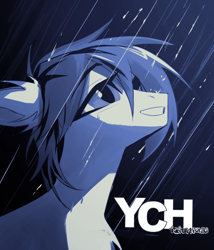 Size: 2936x3435 | Tagged: safe, artist:teturirusu, derpibooru import, oc, pony, advertisement, any gender, any species, bust, cel shading, commission, looking at something, portrait, rain, shading, your character here