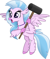 Size: 5051x5940 | Tagged: safe, artist:anime-equestria, derpibooru import, silverstream, hippogriff, g4, female, hammer, happyhammer, jewelry, necklace, simple background, solo, transparent background, vector, wings