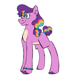 Size: 900x900 | Tagged: safe, artist:fuckomcfuck, derpibooru import, oc, oc only, oc:stellar starscout, earth pony, pony, bracelet, jewelry, magical lesbian spawn, offspring, parent:izzy moonbow, parent:sunny starscout, simple background, solo, transparent background