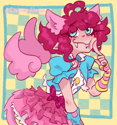 Size: 828x883 | Tagged: safe, artist:cimicherrychanga, derpibooru import, pinkie pie, anthro, g4, clothes, female, solo