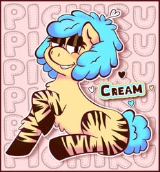 Size: 1901x2048 | Tagged: safe, artist:pichiru__, derpibooru import, oc, oc:cream, earth pony, pony, zebra, photo, solo