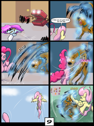 Size: 6000x8000 | Tagged: safe, artist:chedx, derpibooru import, fluttershy, pinkie pie, earth pony, pegasus, comic:learning with pibby glitch battles, g4, boxy boo, comic, commission, community related, corrupted, crossover, error, fanfic, fanfic art, glitch, multiverse, pibby, scooby doo, scooby doo (character)