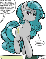 Size: 955x1240 | Tagged: safe, artist:tonyfleecs, derpibooru import, idw, swift foot, earth pony, pony, g4, spoiler:comic, spoiler:comicfeatsoffriendship01, beautiful, cropped, female, hooves, lidded eyes, mare, official comic, offscreen character, smiling, solo, speech bubble, thracian