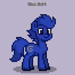 Size: 396x396 | Tagged: safe, derpibooru import, oc, oc only, oc:blue swirl, earth pony, pony, blue mane, blue tail, earth pony oc, male, male oc, pony town, simple background, stallion, tail