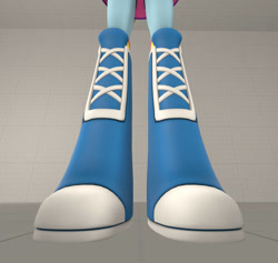 Size: 827x784 | Tagged: safe, artist:loicsuplymedias, derpibooru import, rainbow dash, equestria girls, g4, 3d, boots, clothes, feet, shoes, skirt, socks, solo