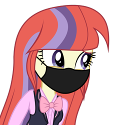 Size: 5940x5940 | Tagged: safe, artist:brokenadam, artist:limedazzle, moondancer, human, equestria girls, alternate universe, bow, coronavirus, covid-19, face mask, humanized, long sleeves, mask, nervous laugh, red hair
