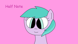 Size: 1777x1003 | Tagged: safe, artist:rainbowteddybear2002, derpibooru import, earth pony, pony, g4, aura (g4), aurabetes, big eyes, cute, eye, eyes, female, filly, foal, funny, pink background, pink text, simple background, smiling, solo