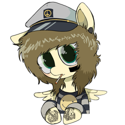 Size: 999x999 | Tagged: safe, artist:cactuscruncher, derpibooru exclusive, derpibooru import, pegasus, pony, blushing, brown mane, bust, christofer drew, cigarette, clothes, dilated pupils, ear piercing, emo, face paint, feather, gauges, green eyes, hat, head tilt, lip piercing, looking at you, male, messy mane, one ear down, piercing, ponified, sailor hat, shiny eyes, shirt, simple background, small wings, smoking, solo, species swap, spider bites, spread wings, stallion, striped shirt, sweater, tattoo, transparent background, wings, yellow coat
