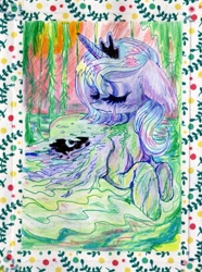 Size: 743x1000 | Tagged: safe, artist:larvaecandy, derpibooru import, princess luna, alicorn, pony, crying, solo, traditional art