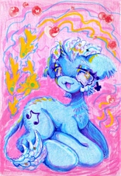 Size: 2048x2975 | Tagged: safe, artist:larvaecandy, derpibooru import, oc, oc only, oc:can opener, pony, unicorn, horn, solo, traditional art, unicorn oc