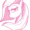 Size: 128x128 | Tagged: dead source, safe, artist:flirtershy, derpibooru import, fluttershy, pegasus, pony, avatar, bedroom eyes, bust, looking at you, monochrome, simple background, solo, white background