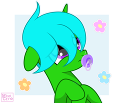 Size: 7800x6421 | Tagged: safe, artist:angelina-pax, derpibooru import, oc, oc:green byte, pony, unicorn, commission, male, pacifier, simple background, stallion, ych result