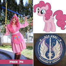 Size: 225x225 | Tagged: safe, artist:mlpjedi, derpibooru import, pinkie pie, earth pony, human, pony, boots, clothes, cosplay, costume, high heel boots, irl, irl human, jedi, lightsaber, photo, picture for breezies, shoes, solo, star wars, weapon