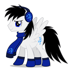 Size: 4200x4237 | Tagged: safe, artist:creedyboy124, derpibooru import, oc, oc only, oc:shane park, pegasus, clothes, earmuffs, male, scarf, simple background, smiling, socks, solo, stallion, transparent background, winter, winter outfit