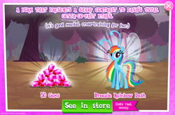 Size: 1960x1296 | Tagged: safe, derpibooru import, rainbow dash, breezie, g4, advertisement, antennae, breeziefied, costs real money, english, female, gameloft, gem, mobile game, my little pony: magic princess, numbers, official, rainbow breez, sale, solo, species swap, text, wings