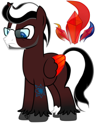 Size: 3284x4274 | Tagged: safe, artist:naoto yazarän, derpibooru import, oc, oc only, oc:crystal yazarän, alicorn, pony, beard, cutie mark, facial hair, glasses, horn, male, pentagram, simple background, solo, tattoo, transparent background, wings