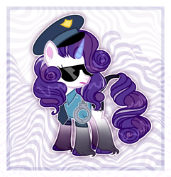 Size: 11669x12126 | Tagged: safe, artist:chafer7lin, artist:stardarkmlp, derpibooru import, rarity, pony, unicorn, g4, absurd resolution, alternate hairstyle, base used, clothes, coat markings, commission, cuffs, fashion police, female, hat, leonine tail, lipstick, makeup, mare, necktie, police, police officer, police uniform, raricop, redesign, shirt, solo, sunglasses, tail, unshorn fetlocks, ych result